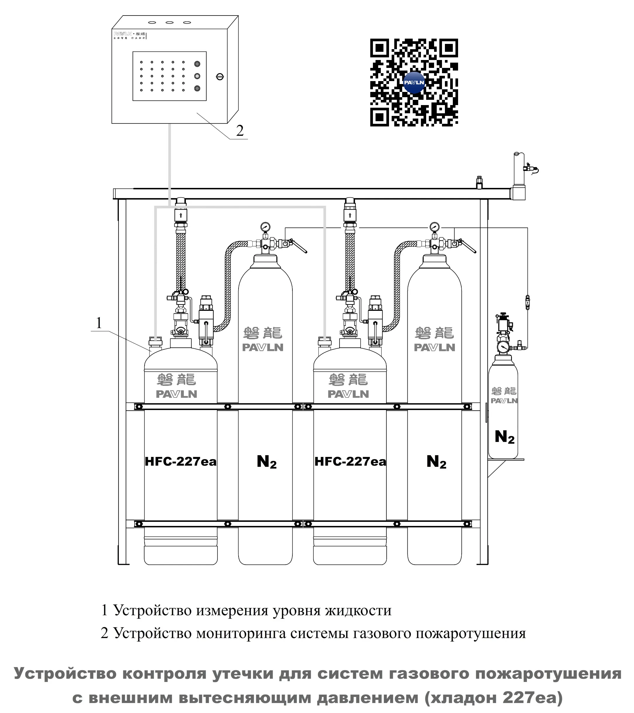 Устройство контроля утечки для систем газового пожаротушения с внешним вытесняющим давлением (хладон 227ea)