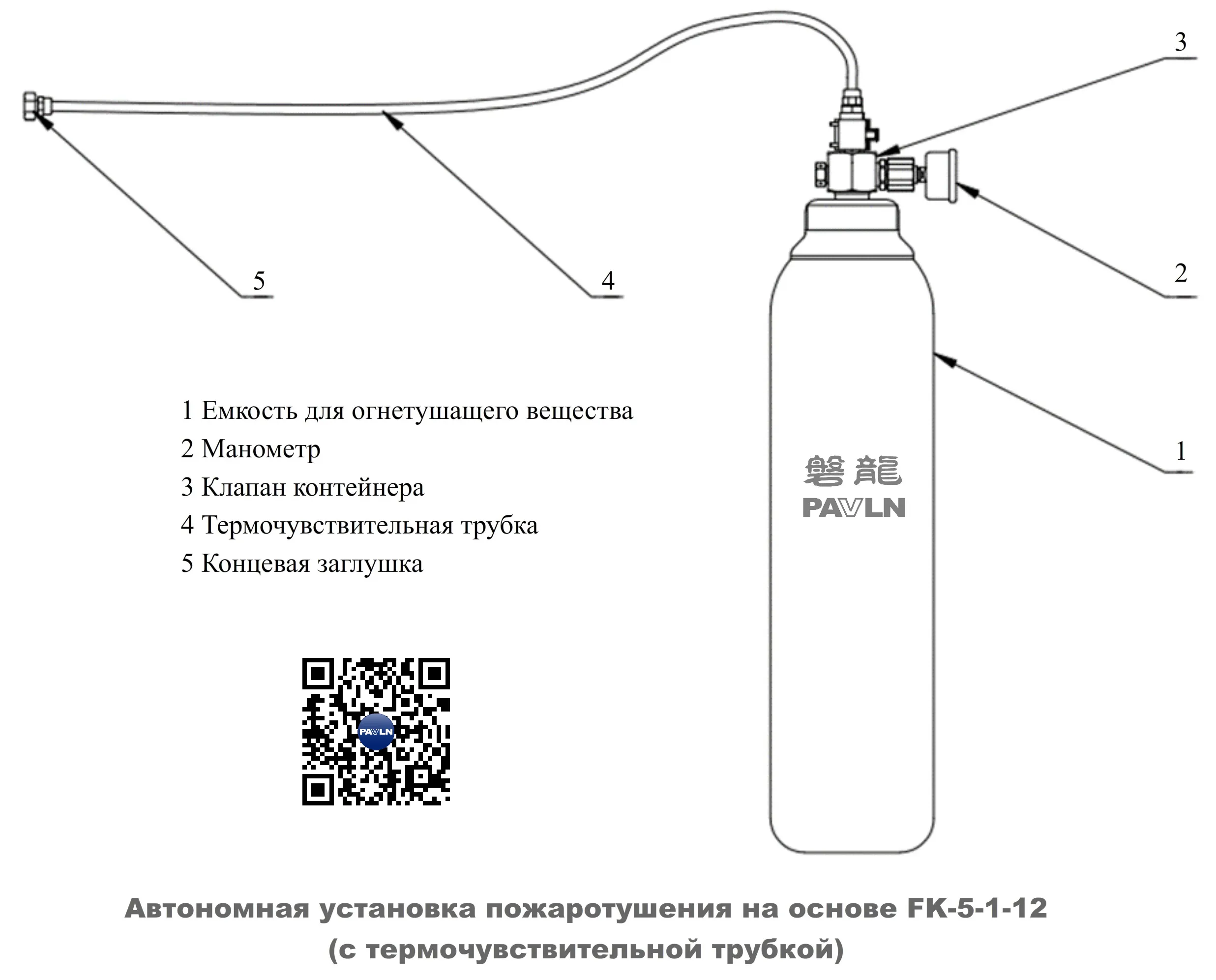 Автономная установка пожаротушения на основе FK-5-1-12 (с термочувствительной трубкой)